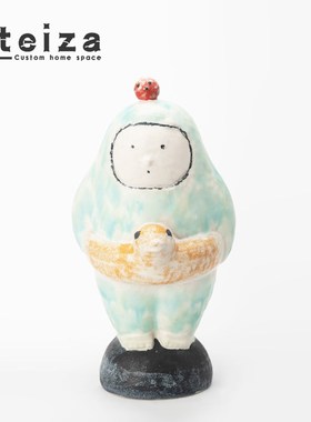 Oteiza现代简约卡通陶瓷人物摆件酒店民宿儿童房样板间玩偶装饰品