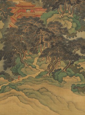 明仇英青山绿水高清微喷复制画国山水仿古装饰客厅办公室卷轴挂画