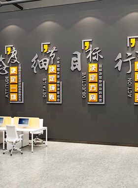 企业文化墙布置办公室装饰墙面公司励志标语员工激励楼梯背景贴纸
