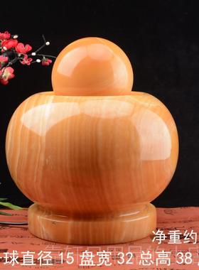 正品清阁纯手工玉石新风款聚宝盆水福球摆件旋转流聚财水家居工艺