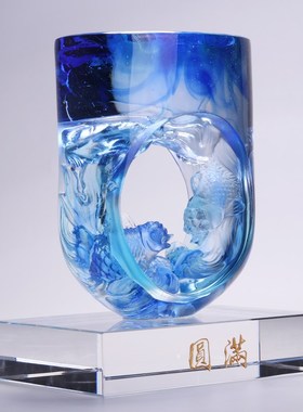 琉璃鱼招财摆件玄关电视柜办公室桌面装饰品商务送礼创意工艺品