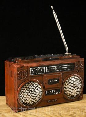 正品创意 覆做老旧式收音机电视茶机模型摆件咖啡厅奶古店桌面装