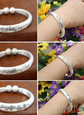 正品妃999纯银女性炼，开蒜手工首饰，母手亲格风纯银手炼，古法