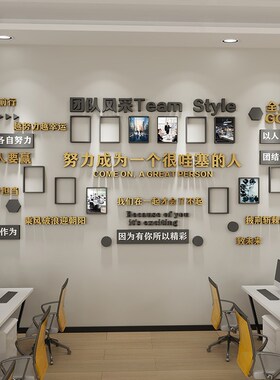 公司员工风采展示照片墙企业文化氛围布置励志标语背景装饰品贴字