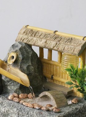 田园假山流水摆件循环喷泉水景客厅家居桌面招财加湿器公司开业礼