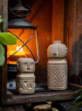 远古风格雕像摆件几何艺术仿石像装饰人像陈设庭院花园别墅