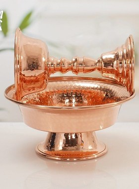 藏式供护法杯仿尼泊尔款红铜手工锤纹格桑花供水碗圣水杯家用供奉