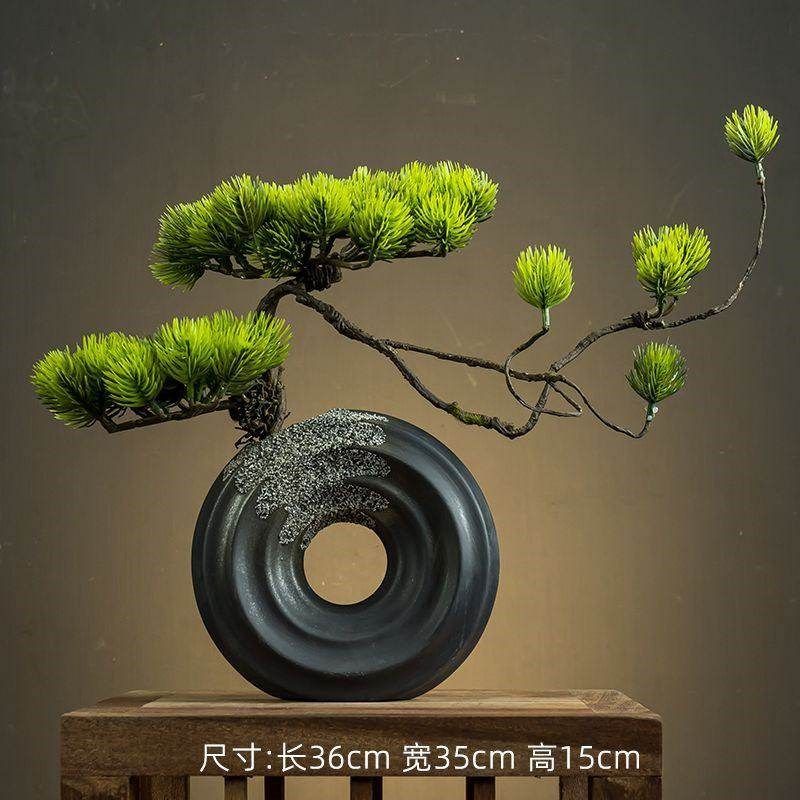 中式客厅花瓶仿真迎客松绿植造景摆件仿真树室内盆栽玄关桌面装饰,淘宝优惠券,粉丝福利购,淘宝优惠卷