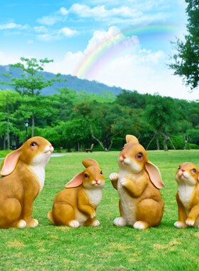 创意园林景观雕塑别墅花园庭院装饰树脂公园院子仿真动物兔子摆件