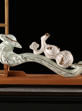 中式创意陶瓷如意葫芦摆件家居招财玄关酒柜新居乔迁工艺品摆设品