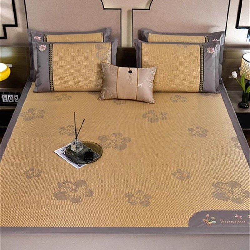 2025新款冰丝凉席三件套席子可折叠软席床笠款床罩藤席防滑母婴级,淘宝优惠券,粉丝福利购,淘宝优惠卷