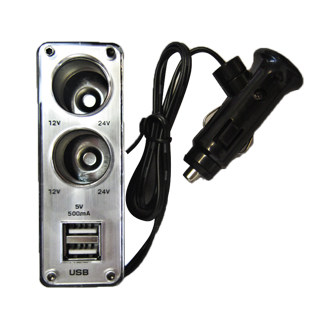 索腾 1分2点烟器带双USB接口车载充电器 1拖2带延长线转换器插座 - 图2