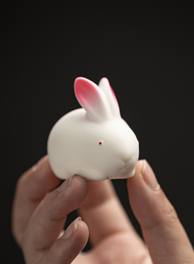 创意陶瓷迷你可爱小兔子摆件家居桌面饰品微景观造景白瓷生肖玉兔
