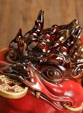 窑变大号招财金蟾摆件陶瓷茶宠家居客厅办公室博古架饰品开业礼品