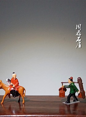 热卖微缩树脂古人物携琴访友摆件奇石假山盆景枯山水微景造景装饰