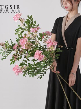 落地粉色含笑花仿真花束摆设客厅高级大花瓶插花装饰假花十里香