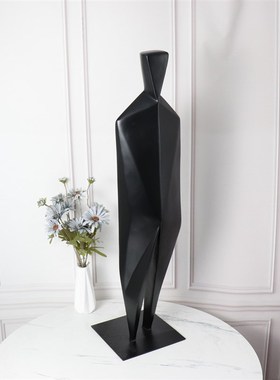 现代简约抽象人物摆件金属造型落地艺术装饰酒店大堂玄关创意雕塑