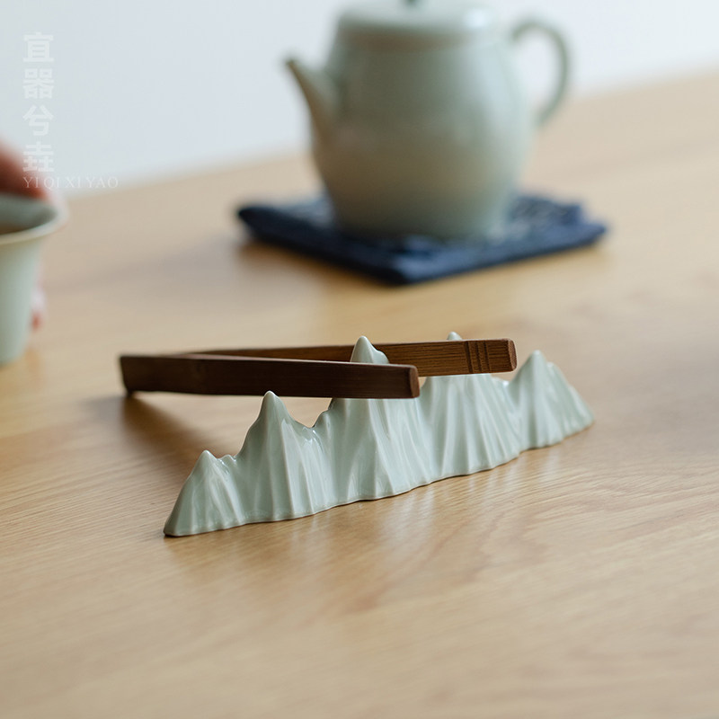 宋青釉观山搁置笔搁陶瓷毛笔架手工笔搁陶瓷笔山架子文房四宝摆件,淘宝优惠券,粉丝福利购,淘宝优惠卷
