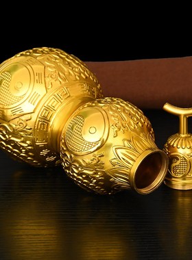 螺纹口黄铜葫芦摆件中式客厅办公室位玄关卧室解门对门大号挂件