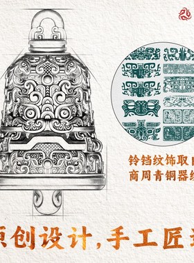 琢匠大青铜纹铃铛摆件复古挂饰铜铃汽车挂件国风文创狮咬剑手把件