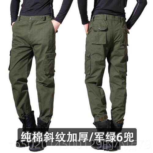 高档夏季电焊保劳工作男装裤子纯棉防烫耐磨男专用服焊工工作裤蓝 - 图2