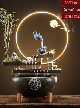 创意水循环流水摆件客厅办公室玄关招财鱼缸造景乔迁新居开业礼品