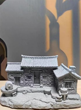 青砂石仿真景观老房子微景观小摆件假山鱼缸造景装饰园艺花卉盆景