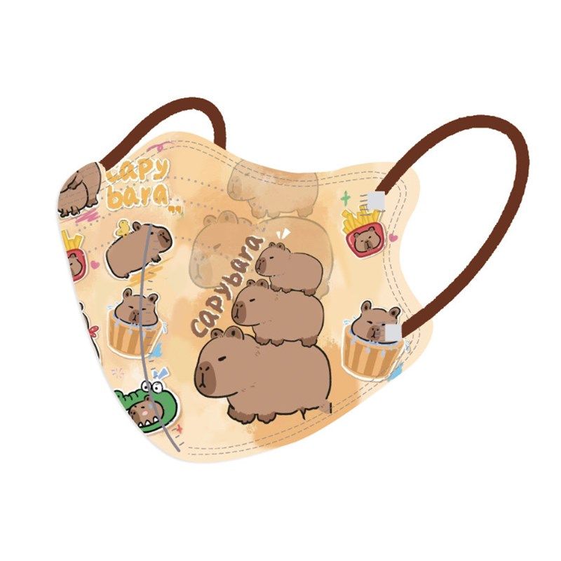 卡皮巴拉豚鼠动物可爱儿童口罩四层3d立体小孩4-12岁学生口罩卡通,淘宝优惠券,粉丝福利购,淘宝优惠卷