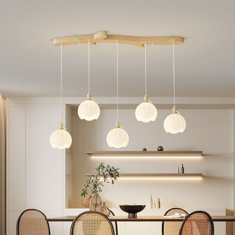 餐厅吊灯原木奶油风创意花朵卧室床头灯温馨全光谱护眼饭厅吧台灯,淘宝优惠券,粉丝福利购,淘宝优惠卷