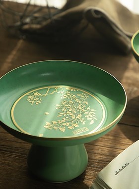 朱炳仁铜 紫藤创意家居简约实用茶盘水果点心托盘一隅春色高脚盘