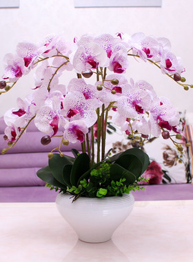 手感PU仿真花蝴蝶兰套装客厅假花摆件家居饰品装饰花餐桌摆设花艺