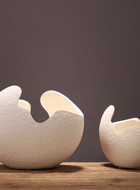 现代简约陶瓷花瓶创意蛋壳仿真花红果工艺品新年欧式饰品年味摆件