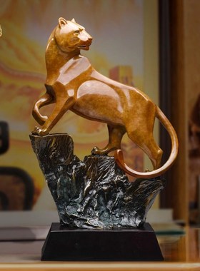 大铜世界老虎动物摆件铜工艺品金属摆件办公室桌面家居手工装饰品