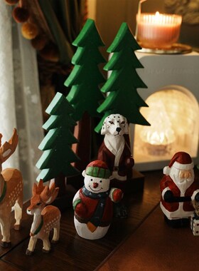 一鹿生花手工木雕摆件梅花鹿桌面装饰品送朋友解压礼品小摆件