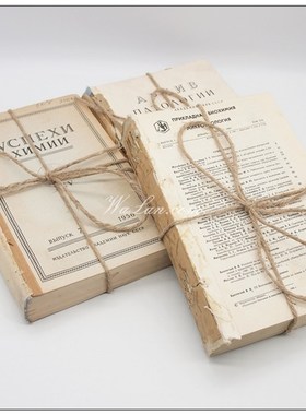 复古外文捆绑麻绳书页旧书页一捆书页摆件陈列道具文艺道具摆件