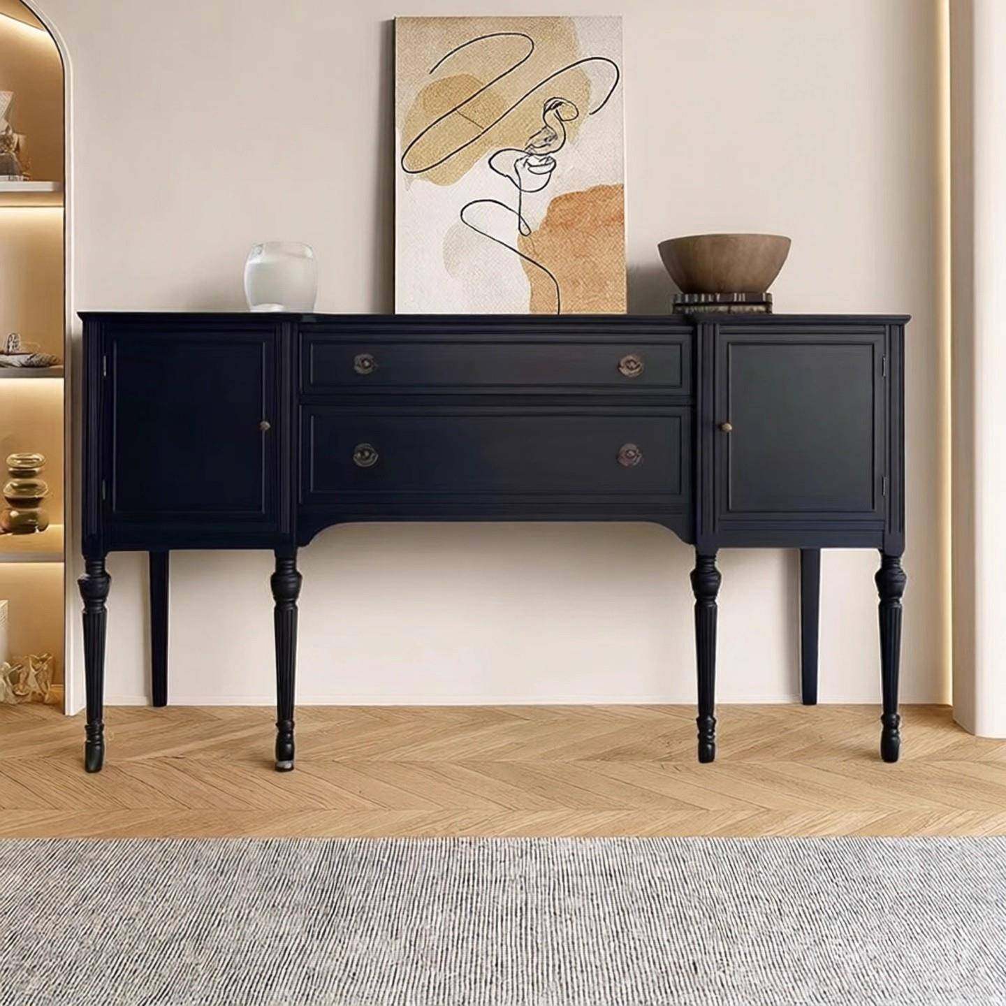 式高端复古实木储玄柜法美式轻奢入户门厅物玄关台106关餐边黑色,淘宝优惠券,粉丝福利购,淘宝优惠卷