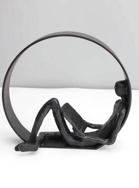 欧式创意061铸铁阅读人物件样茶板房电几视柜客厅玄关家居软装摆