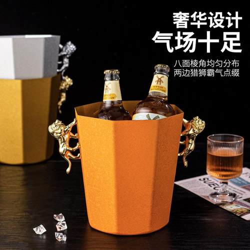 冰不0085锈钢乱纹猎八香槟桶KTV酒吧角冰粒桶狮镇啤酒冰桶红酒冰 - 图0
