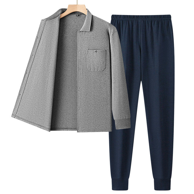 申本中年男士春秋纯棉爸爸装翻领开衫长裤居家运动服中老年衣服,淘宝优惠券,粉丝福利购,淘宝优惠卷