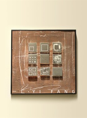 一匚现代陶瓷手绘装饰画软装售楼处酒店样板间客厅纯手工艺术摆件