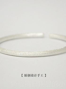 正品欢笑]银匠手[刻工古法磨砂999纯手镯女情侣足银镯子实心手银