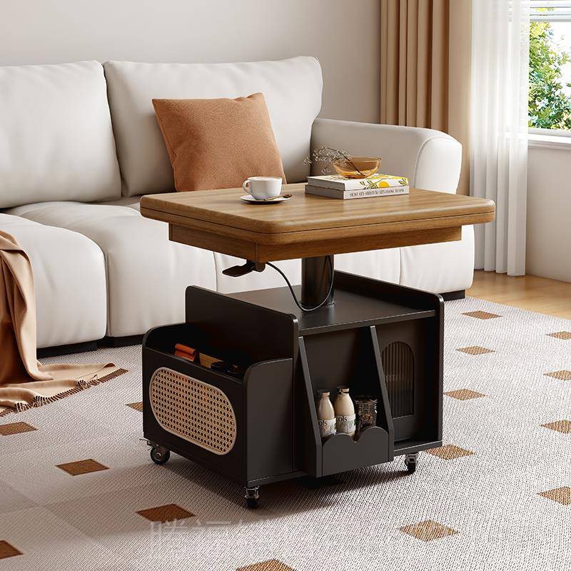 正品可动边桌几茶几推车厅实木客沙发边柜茶移桌多功能折叠升降餐 - 图2