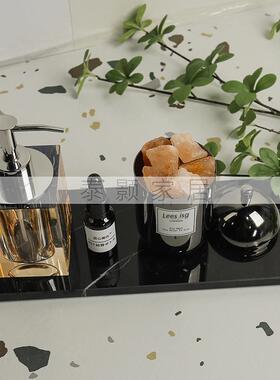 样板房现代套浴室品搭配洗手OWX台面水晶乳液瓶装大理石托饰盘组