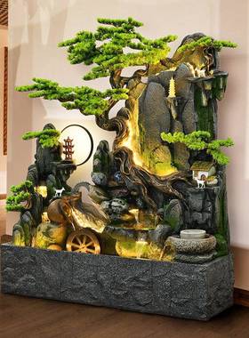 BY2308山庭院阳台景客厅水幕墙鱼缸循环水假山造流水喷泉高大落型