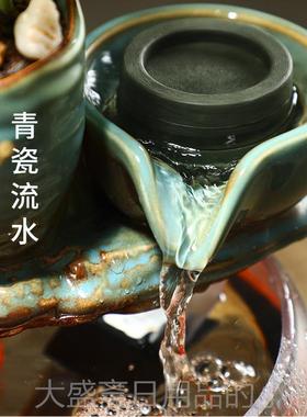 高档流招财摆件客鱼面缸乌龟缸风水聚财家居办公室厅桌装饰品摆设