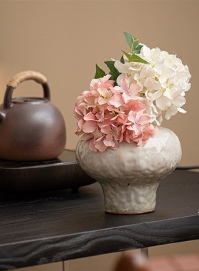 道仟志野烧复古花瓶侘寂风窑变花插高档客厅桌面陶瓷摆件水培花器