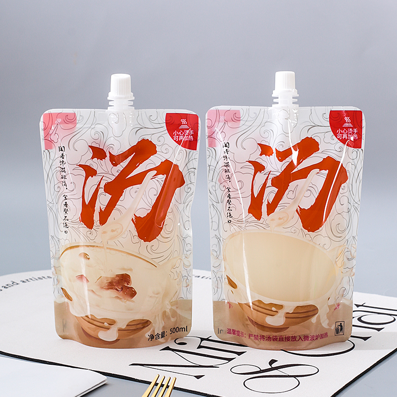 一次性打包汤袋商用外送分装螺蛳粉热汤料面汤汁汤底自立吸嘴袋子 - 图0