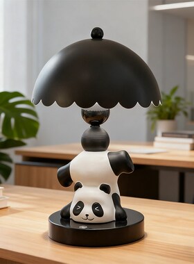 卡通可爱熊猫台灯高级感桌面装饰摆件卧室床头小夜灯乔迁新居礼品
