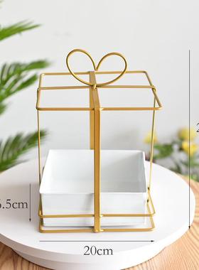 金色铁艺爱心花篮花艺圆形心形金属花架鲜花假花干花手提插花篮子