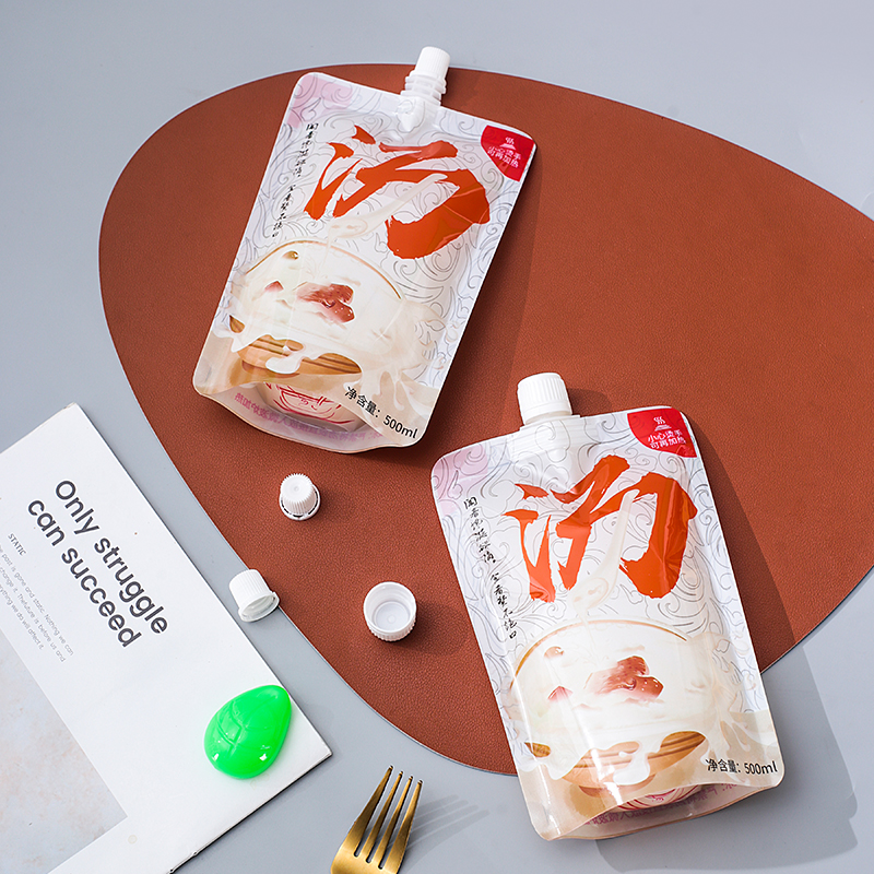一次性打包汤袋商用外送分装螺蛳粉热汤料面汤汁汤底自立吸嘴袋子 - 图1
